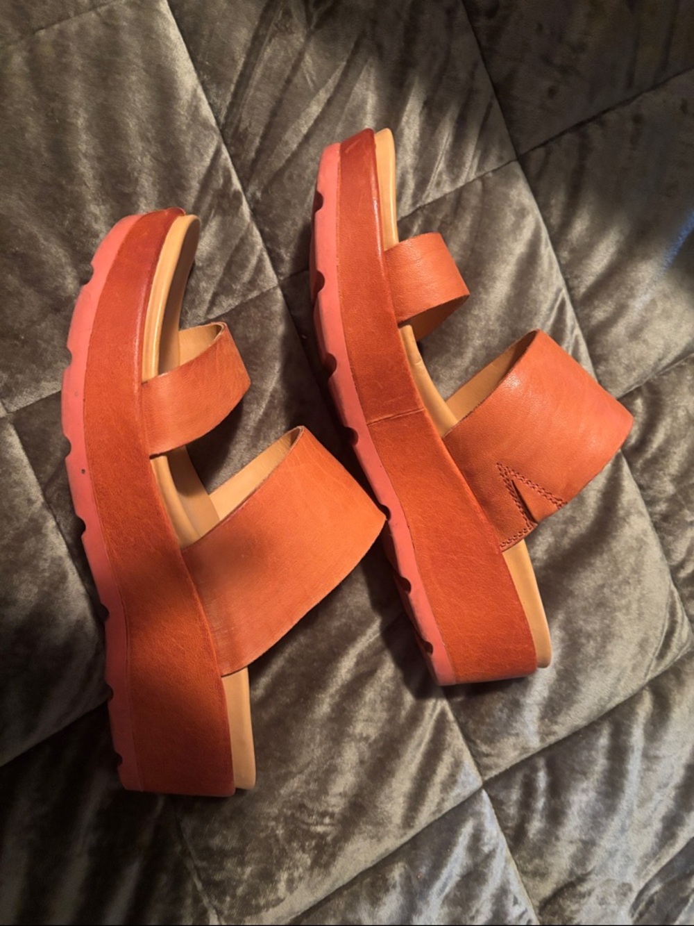Kork-Ease Womens Two-Strap Slide Sandals in orange - Picture 2 of 3